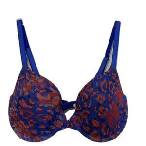 On Gossamer blue red mesh push up bra size 34d